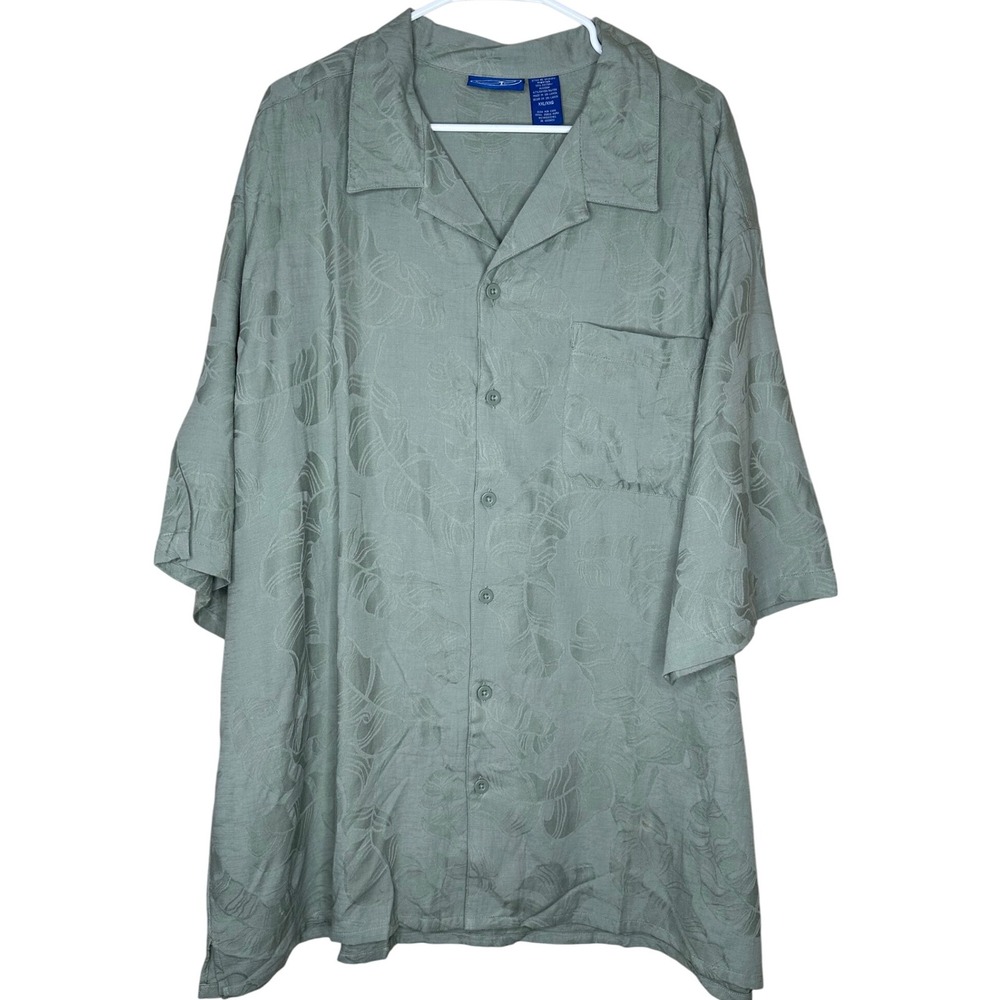 OP NWT Y2K Men's XXL/XXG Camp Shirt Sage Green Tropical Rayon Cotton‎ Blend